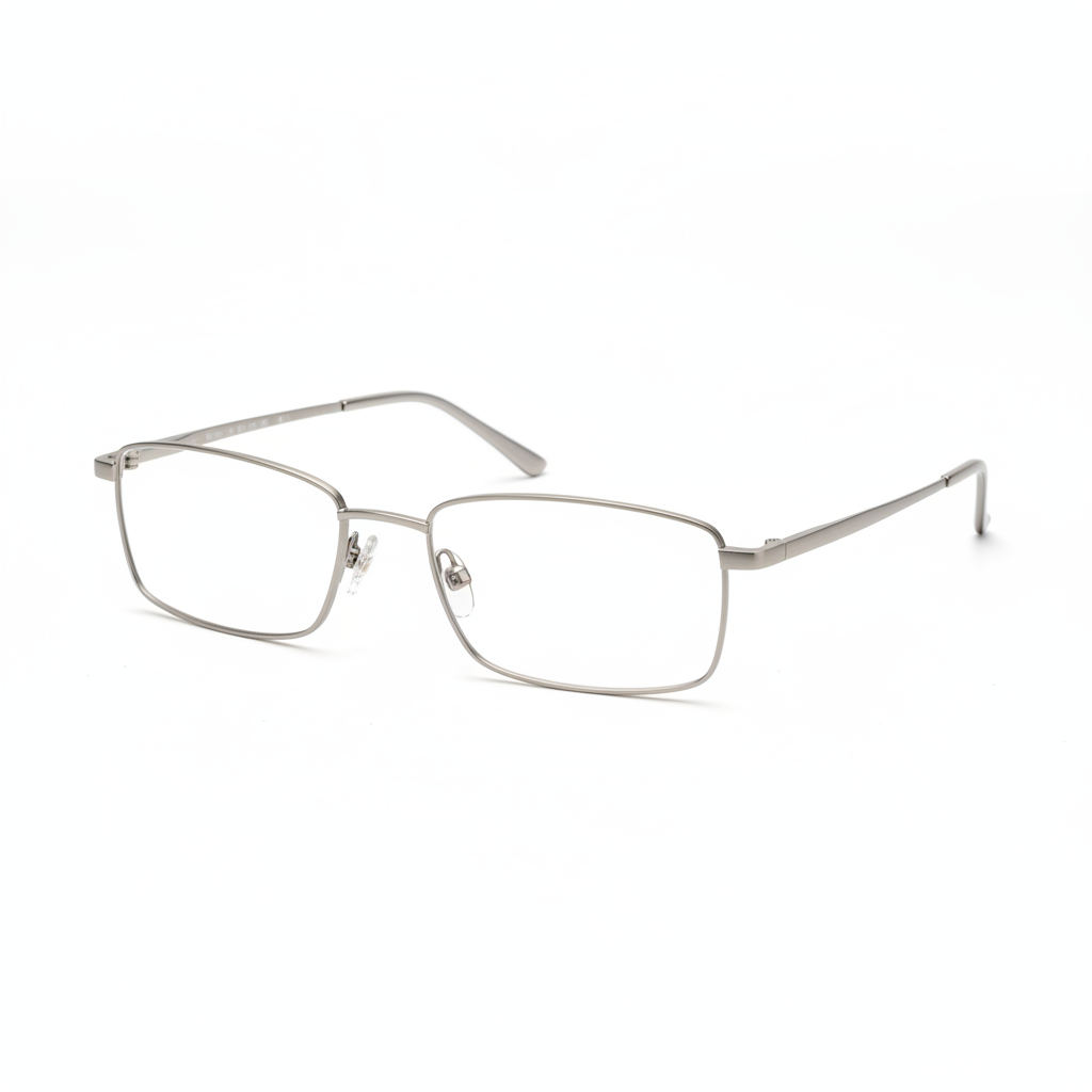 Sophisticated titanium rectangular eyeglasses