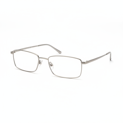 Sophisticated titanium rectangular eyeglasses